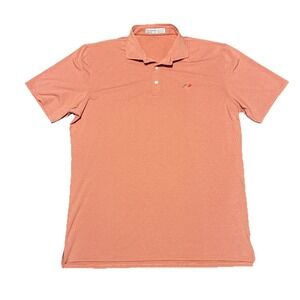Holderness & Bourne Men's Polo XL Orange Striped Performance Golf Shirt Preppy